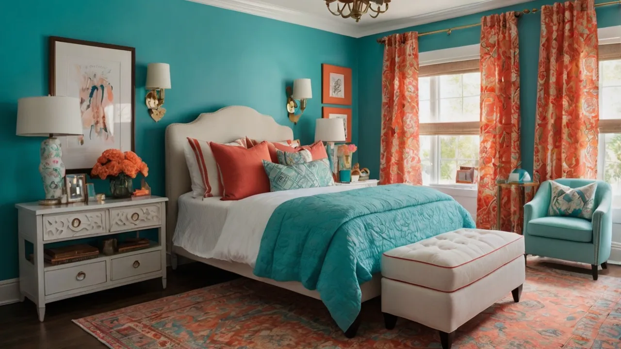 Turquoise_and_Coral_bedrooms